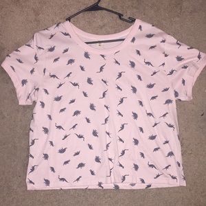 Pastel pink dinosaur print crop top